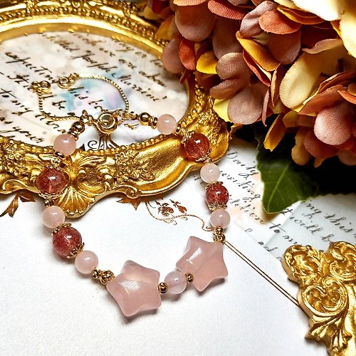 Camellia Adornments 【訂製款 】頂級 閃沙 | 草莓晶 粉晶水晶星星款 DIY設計