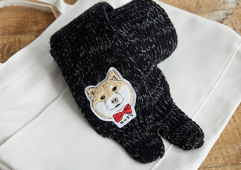 Shiba Embroidered Scarf - The Little Gentle - Scarves - Polyester Gold