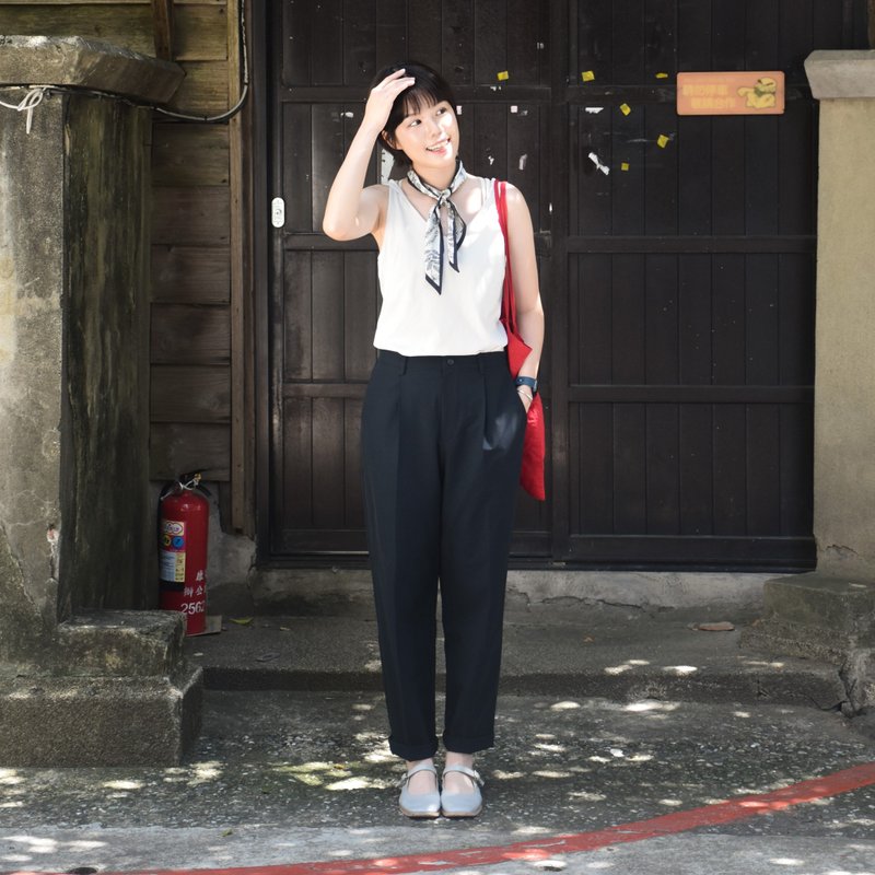 防潑水OL直腿西裝褲 - 女長褲 - 其他材質 黑色