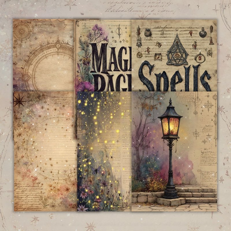 A5. Summer Magic. Antique Paper - 卡片/明信片 - 紙 咖啡色