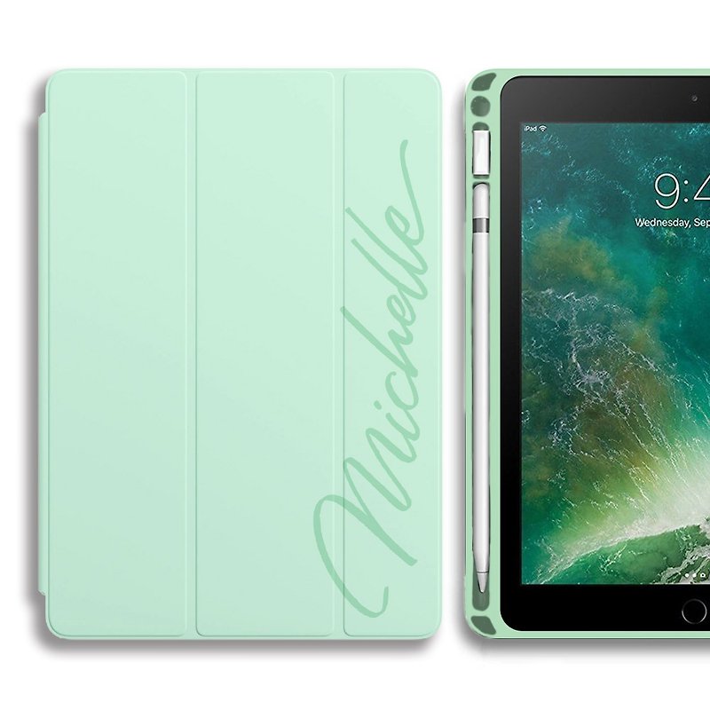 簡約 iPad 2020 保護套 帶 Apple pencil 筆槽 可定制名字 - 平板/電腦保護殼/保護貼 - 人造皮革 粉紅色