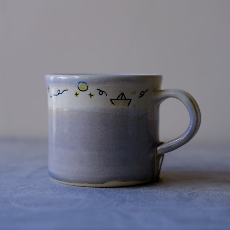 Suànn-Sian . 漂流小紙船把杯 - 咖啡杯/馬克杯 - 陶 