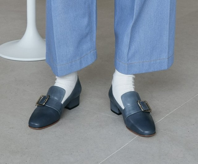 3.4cm バックル ローファーヒール - ブルーグレー - ショップ
