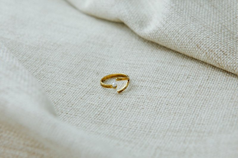 COR-DATE簡約派，珍珠幸運骨戒指 [420] - 戒指 - 其他金屬 