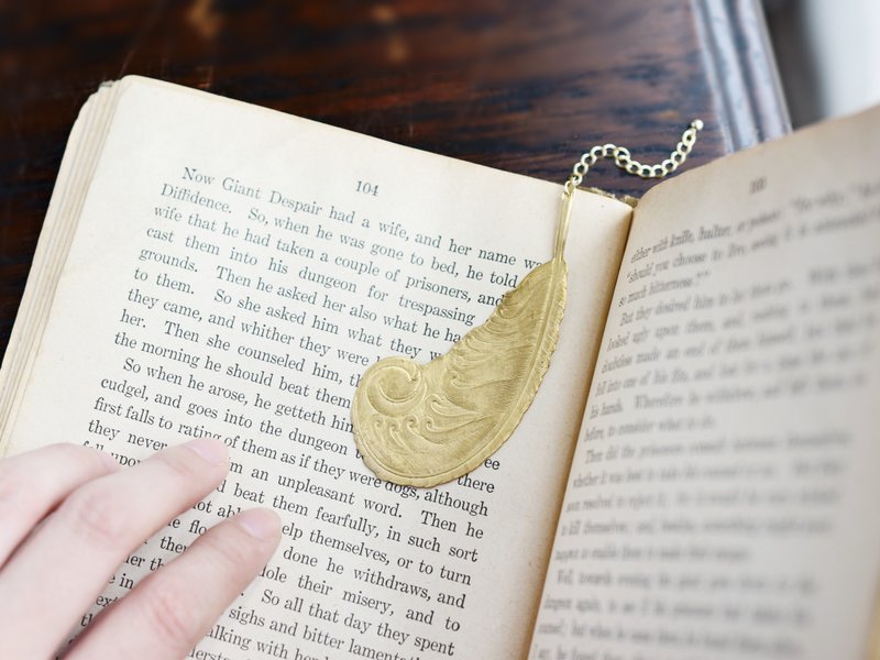 [Book bookmark] Vintage brass bird feather - Bookmarks - Copper & Brass Gold