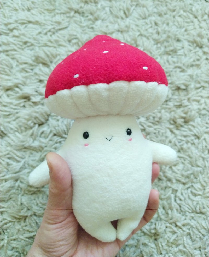 Small plush cute Mushroom amanita, smiling mushroom, stuffed cute small toy - Kids' Toys - Other Metals White