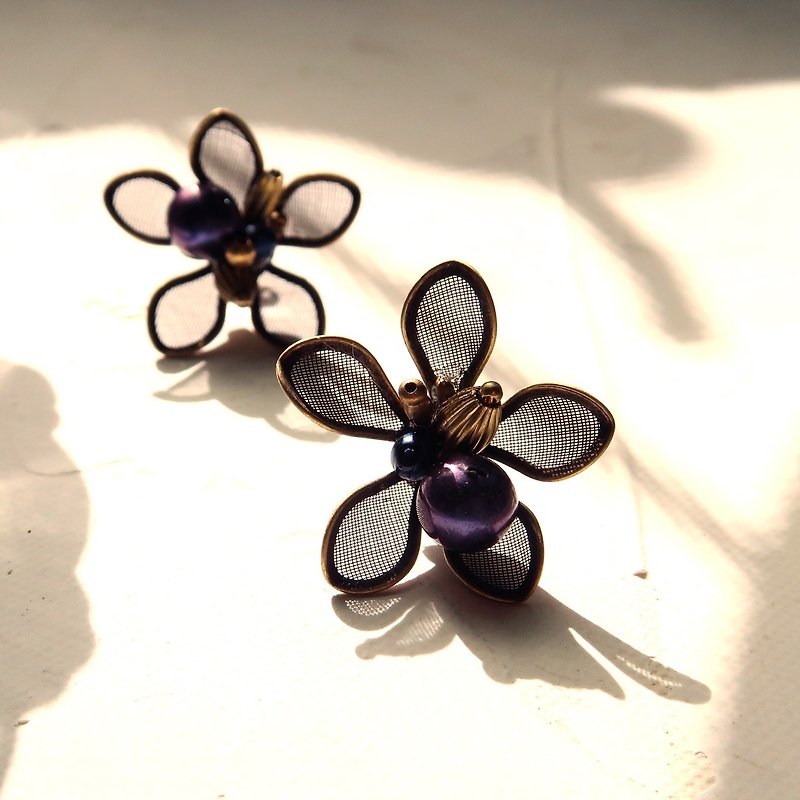 Febbi Single Flower Earrings - Earrings & Clip-ons - Other Metals Purple