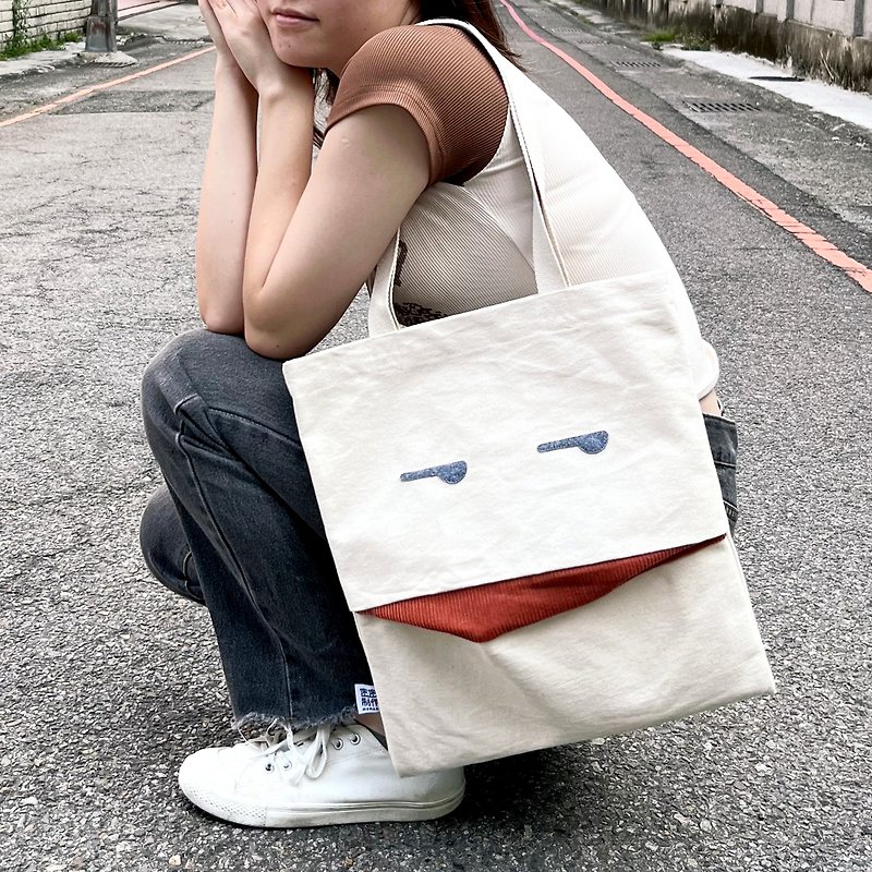 [Three-dimensional cloth bag] Jianqianxiao, canvas bag - Messenger Bags & Sling Bags - Cotton & Hemp Khaki