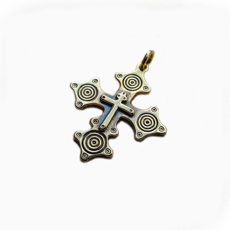 Minimalist Brass cross necklace pendant,christian brass cross,christian cross - 吊飾/掛飾 - 銅/黃銅 金色