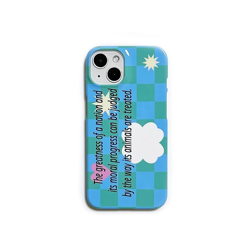 checker lettering iPhone Case - เคส/ซองมือถือ - วัสดุอื่นๆ สีน้ำเงิน