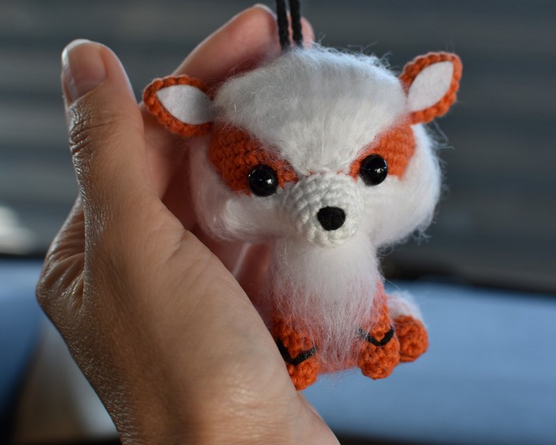 Arcanine plush / Arcanine Crochet Pokémon / Car mirror accessory / Pokémon toys - ตุ๊กตา - ผ้าฝ้าย/ผ้าลินิน สีส้ม