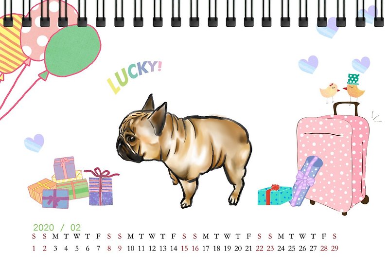 2019デスクカレンダー - 地球を色で包む象 期間限定予約 - カレンダー - 紙 ピンク