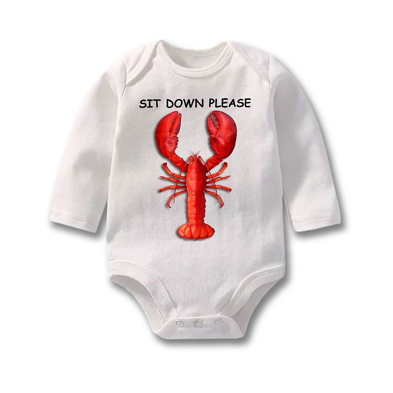 Lobster long sleeves baby bodysuit - ชุดทั้งตัว - ผ้าฝ้าย/ผ้าลินิน ขาว