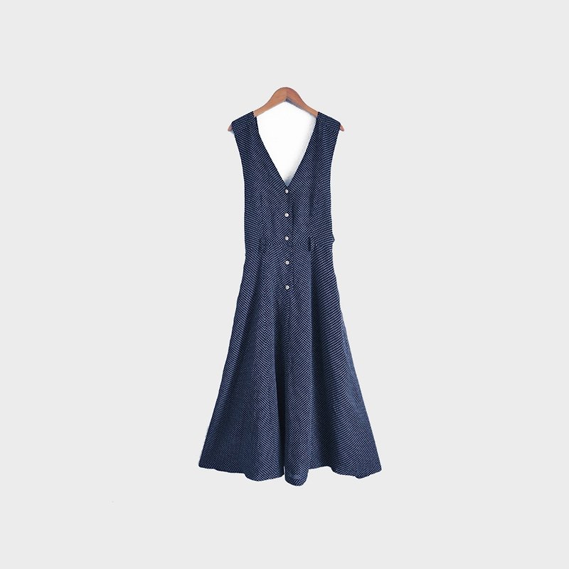 脫臼古著 / 藍白水玉點吊帶洋裝  no.562 vintage - 洋裝/連身裙 - 其他材質 藍色