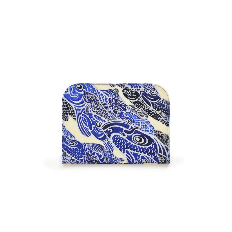 W口袋收納袋 mini / Blue Carp - 化妝包/收納袋 - 棉．麻 藍色