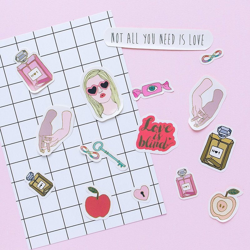 What love is, eat? Hand clip paper / Glossy stickers / illustration / valentine - สติกเกอร์ - กระดาษ หลากหลายสี