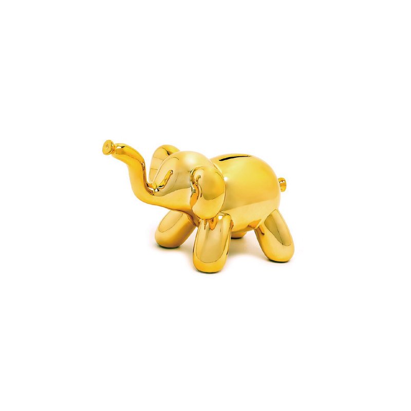 Canada Made by Humans Animal Shaped Money Tray - Baby Elephant (Gold) - Small - Stuffed Dolls & Figurines - Pottery Gold