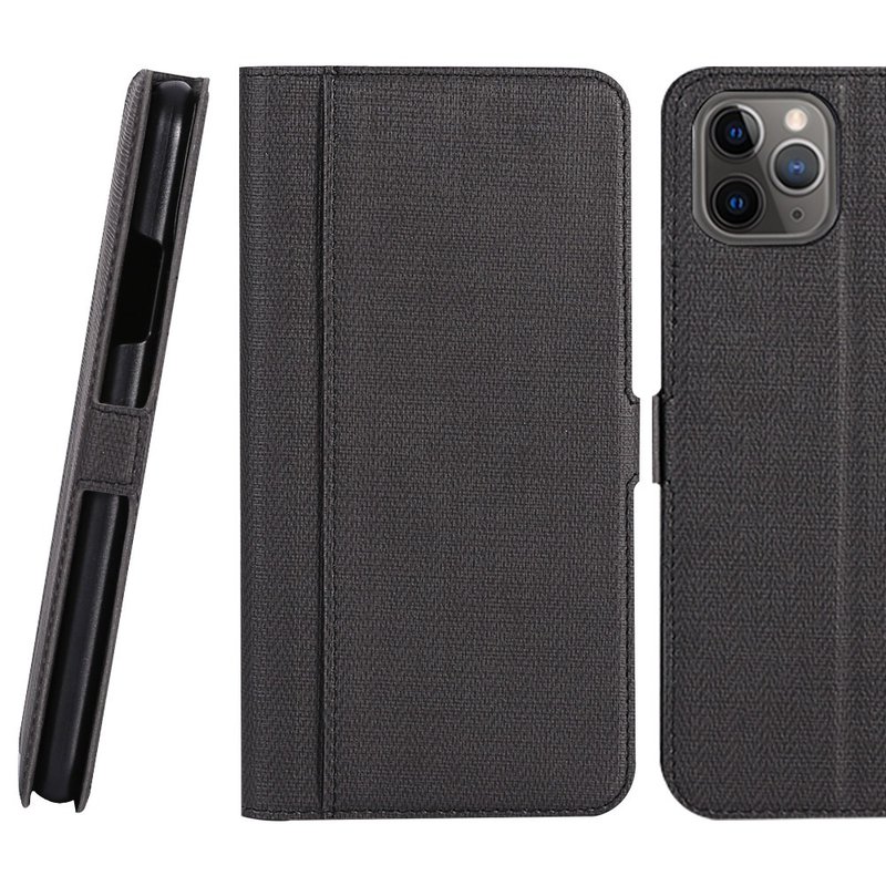 CASE SHOP iPhone 11 Pro Max熱壓款前收納皮套-黑4716779661279 - 手機殼/手機套 - 人造皮革 黑色