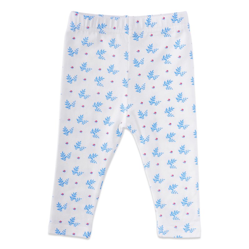 [Deux Filles Organic Cotton] Baby pants 3~18 months (blue leaves) - Pants - Cotton & Hemp Blue
