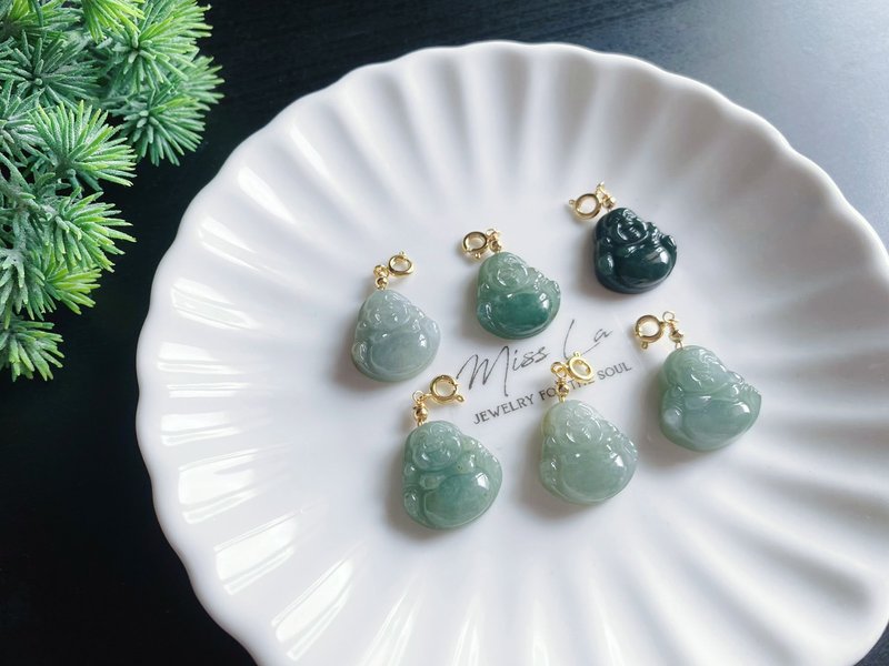 天然緬甸玉翡翠 笑口常開 彌勒佛 佛公 隨意扣 小滴溜 飾品 - 吊飾/掛飾 - 玉石 