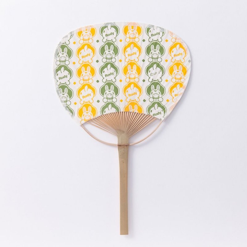 Mino handmade cloth fan / printing xRody / yellow-green - Electric Fans - Bamboo 