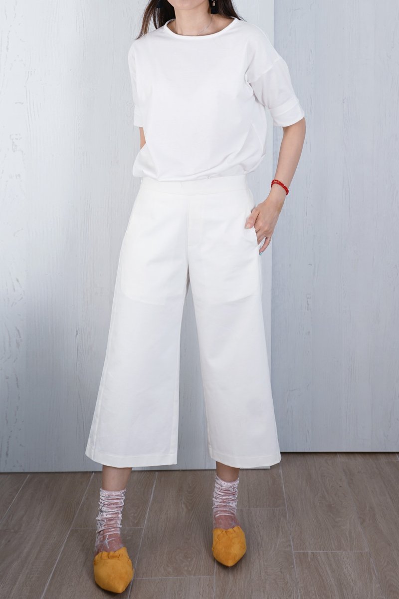 OUD原創. 本色側面拼接7分褲 - 女長褲 - 亞麻 