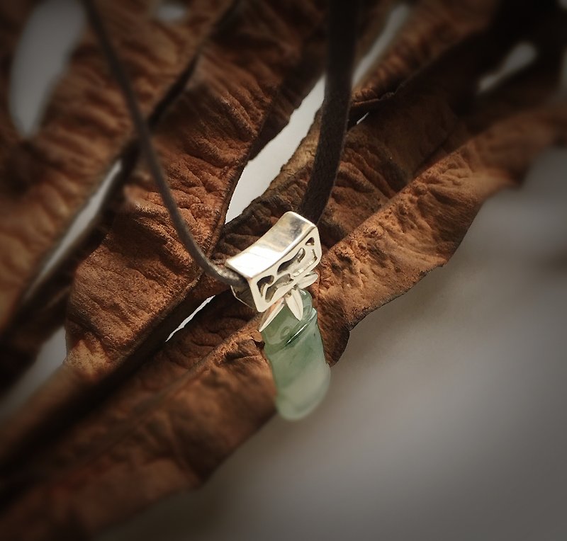 [Zhu Junzi] ice type floating flower jade / Burma jade - bamboo personality necklace - สร้อยคอ - เครื่องเพชรพลอย สีเขียว