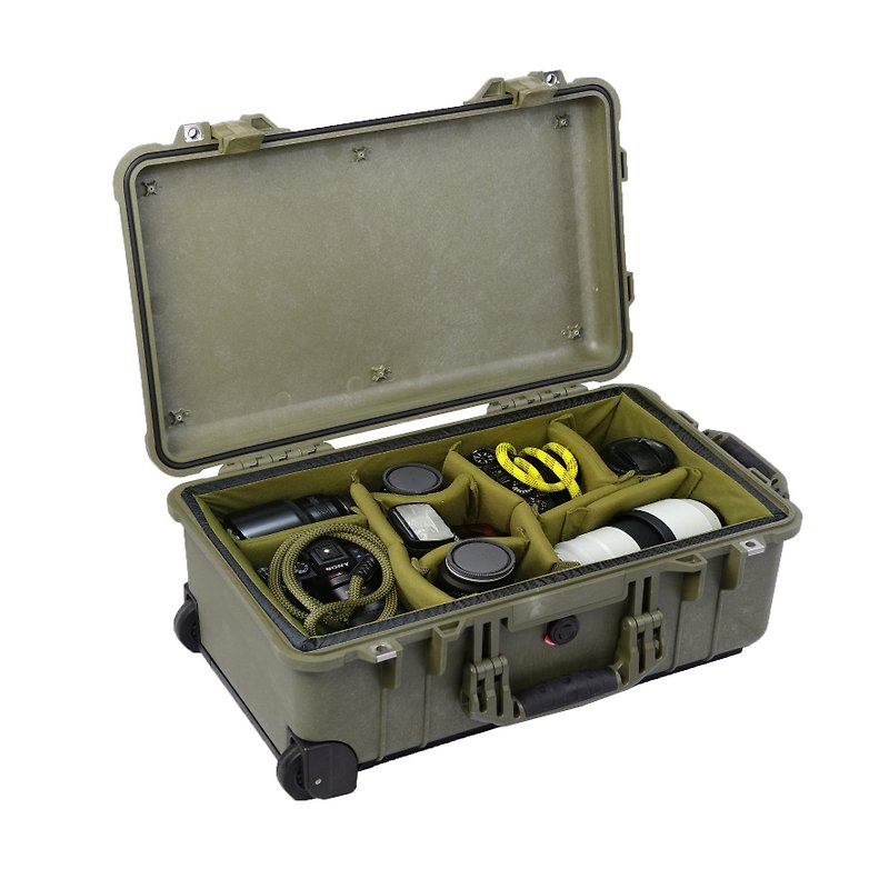 パッド入りDividerに設定フィットPelican 1510 HPRC 2550W Cases (ケースなし) - カメラバッグ - 防水素材 グリーン