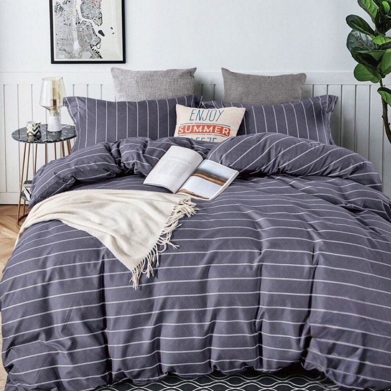 極簡線條 台灣製 舒柔棉 單人/雙人/加大 薄床包被套組 - 寢具/床單/被鋪 - 其他材質 