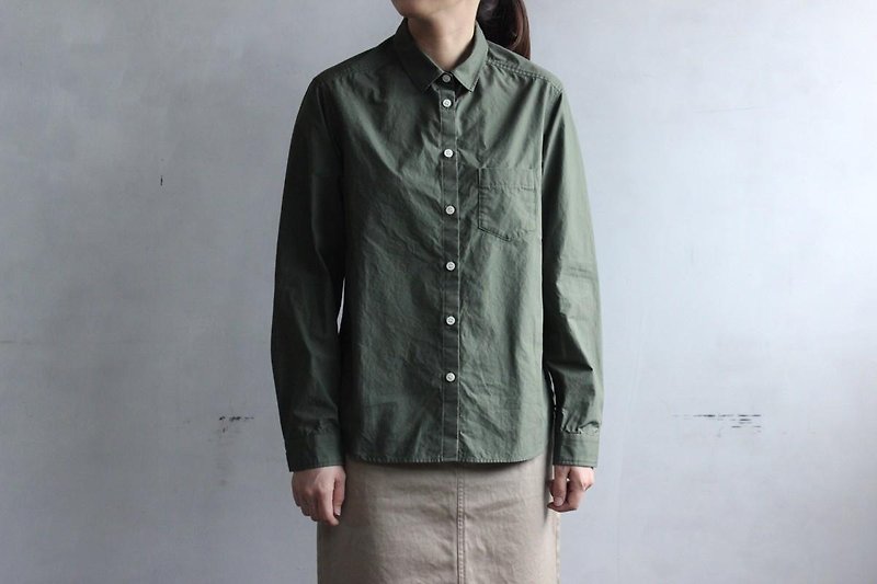 タイプライタースタンダードシャツ/ka-ki - 女上衣/長袖上衣 - 棉．麻 綠色