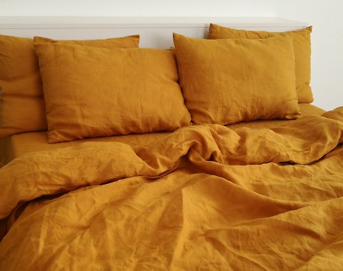 True Things Turmeric linen duvet cover / Softened linen / Comforter cover / Quilt cover
