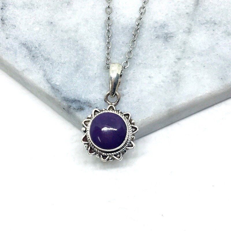 Sushi stone 925 sterling silver star design necklace Nepal handmade mosaic production - Necklaces - Gemstone Purple