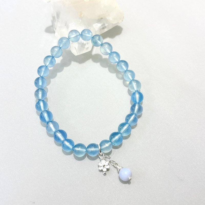 Ops Aquamarine Lace Agate light blue silver bracelet - Bracelets - Other Metals Blue