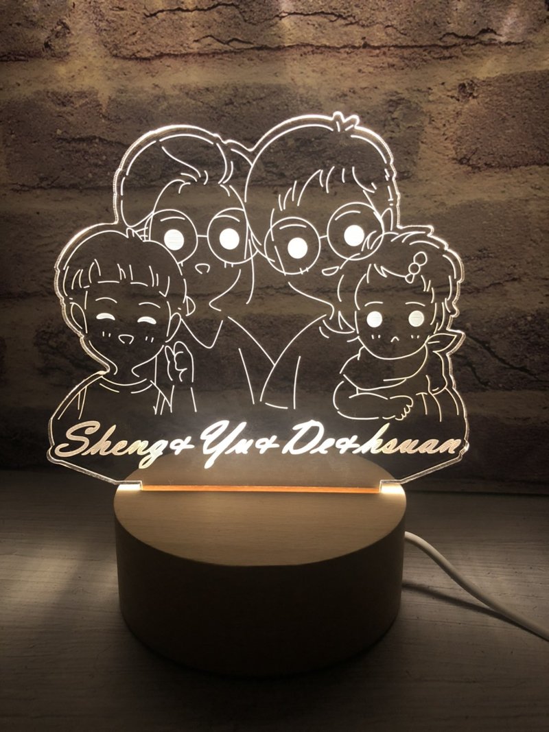 最大幸運家人們都在【Q版線條】原木Led夜燈藍芽喇叭  客製化夜燈 - 燈具/燈飾 - 木頭 紅色