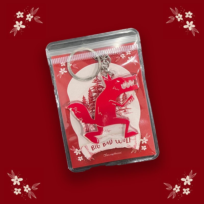 Big Bad Wolf Key Chain - 鑰匙圈/鑰匙包 - 壓克力 紅色