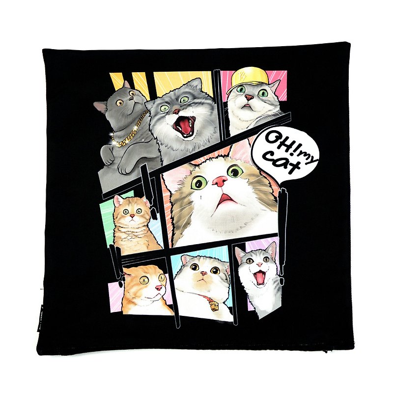Oh my cat ! pillow case New arrival Gift New Year - Pillows & Cushions - Cotton & Hemp Black