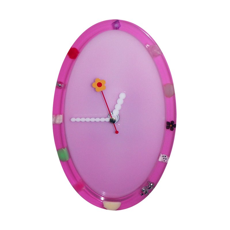 Raspberry Oval Clock - 時鐘/鬧鐘 - 塑膠 粉紅色