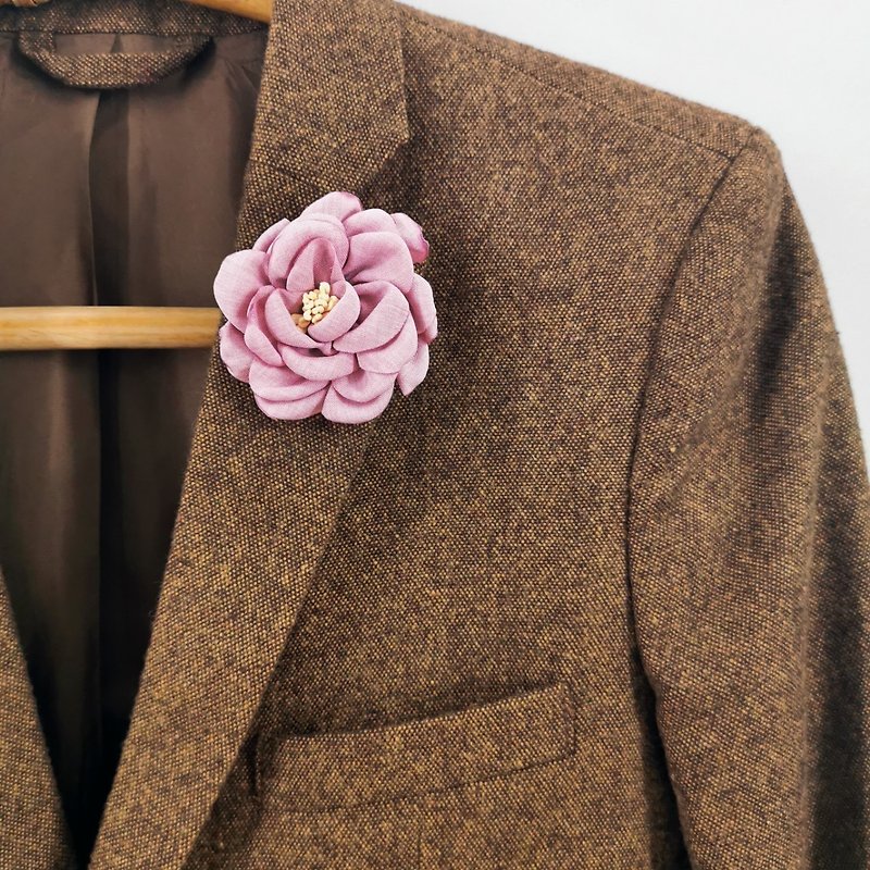 Pinky Pink Flower Lapel Pin/Brooch - Brooches - Other Materials Pink