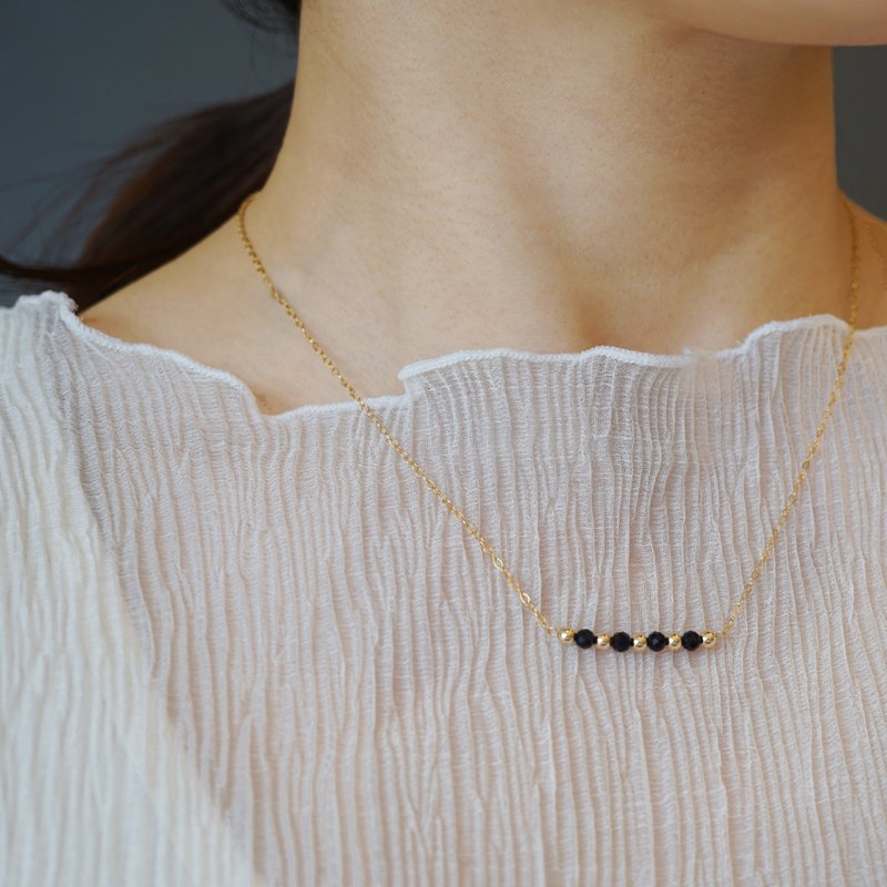 14kg onyx line necklace - สร้อยคอ - โลหะ สีทอง