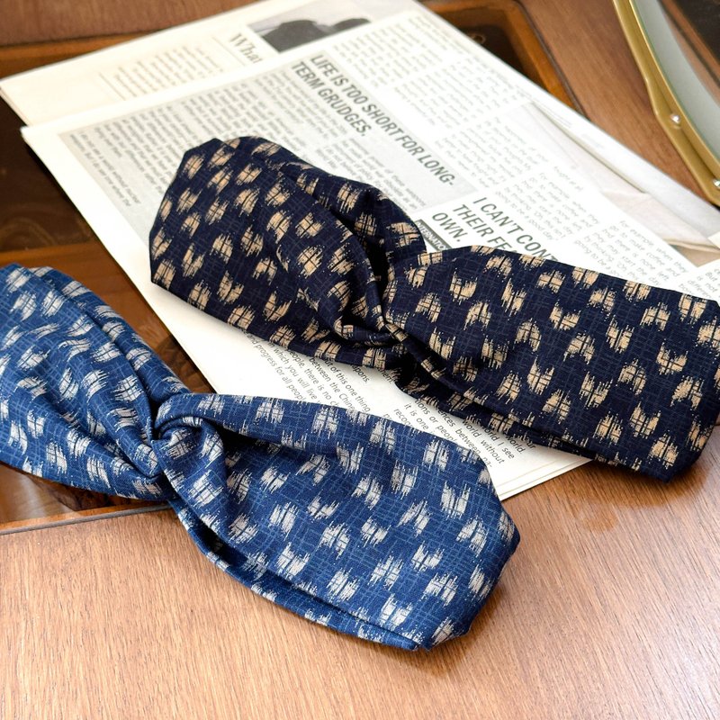 HotSummer 日本和式布料 / 藍色 / 金光閃閃 / 百搭 / 東京限定 - 髮箍/髮帶 - 棉．麻 藍色