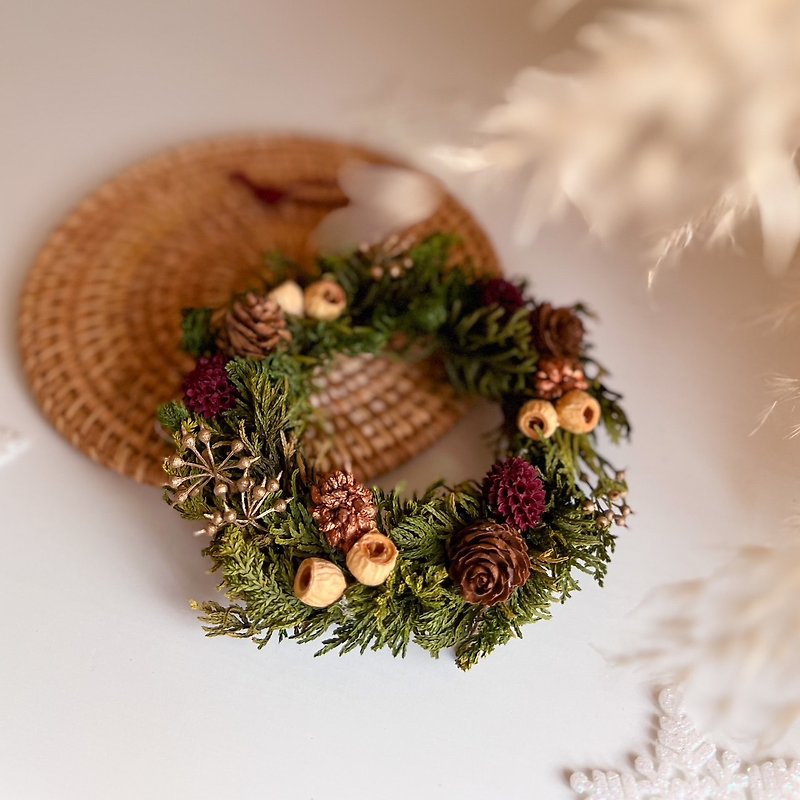 Christmas Gift Boxl Everlasting Cypress Donutl - ตกแต่งต้นไม้ - พืช/ดอกไม้ สีเขียว