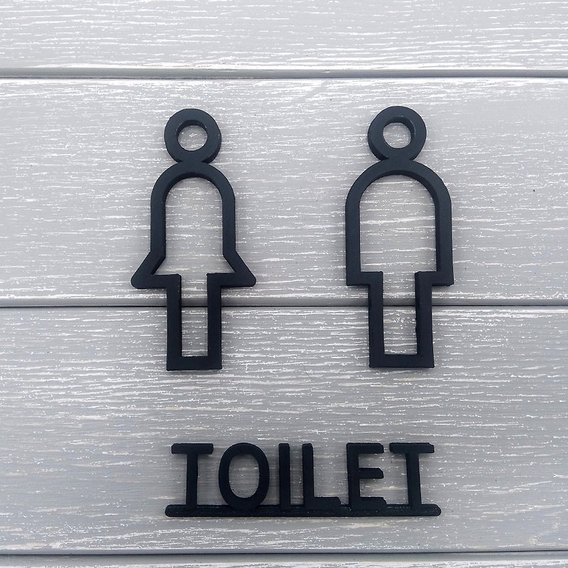 Restroom Sign,WC Sign,Bathroom Sign,Toilet Sign,Room Sign - ตกแต่งผนัง - พลาสติก สีดำ