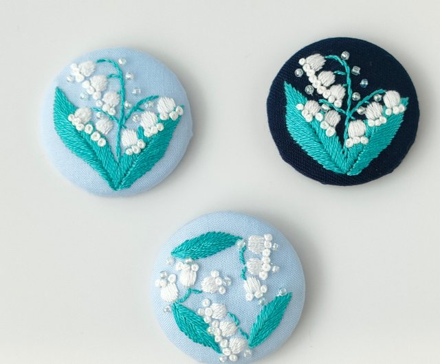 すずらん刺繍ブローチor刺繍ヘアゴム 鈴蘭 - ショップ かな
