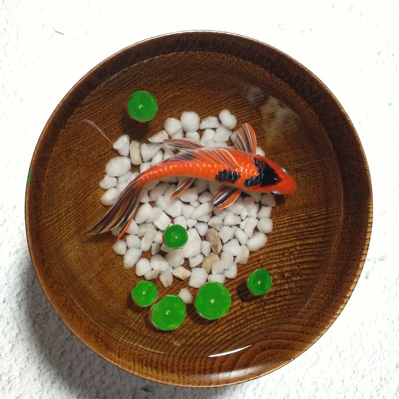 錦鯉送福 年年有餘 3D樹脂畫手繪 永生魚 可私人客製 買二送一 - 擺飾/家飾品 - 樹脂 紅色