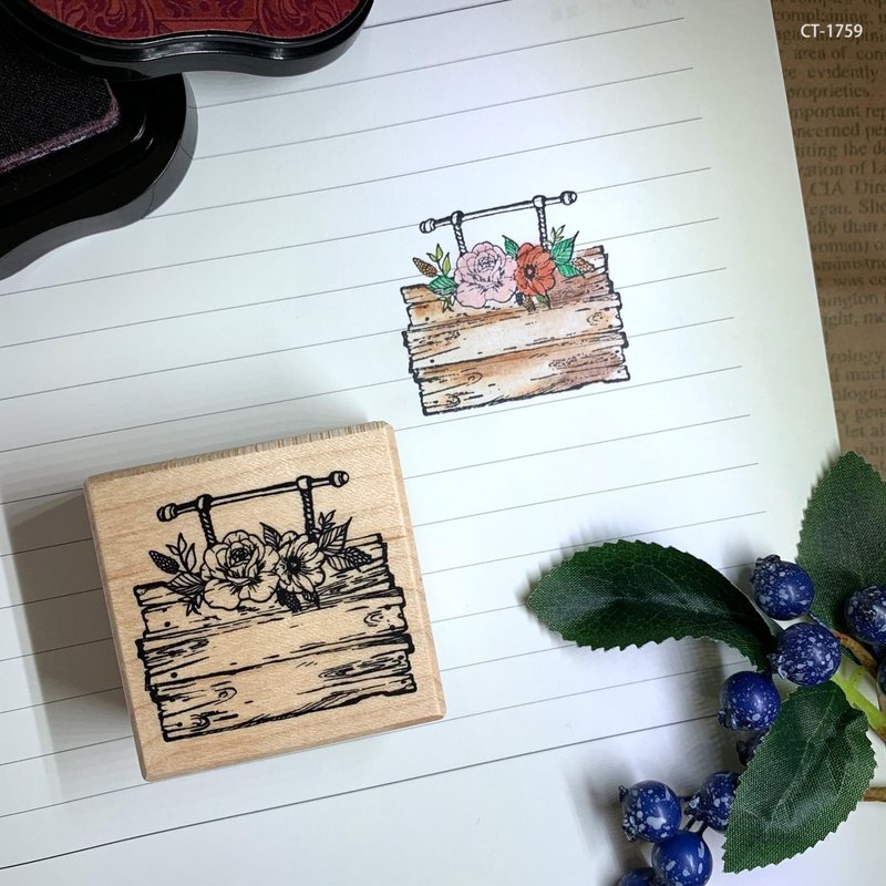 楓木印章-玫瑰花飾木牌 - 印章/印台 - 木頭 