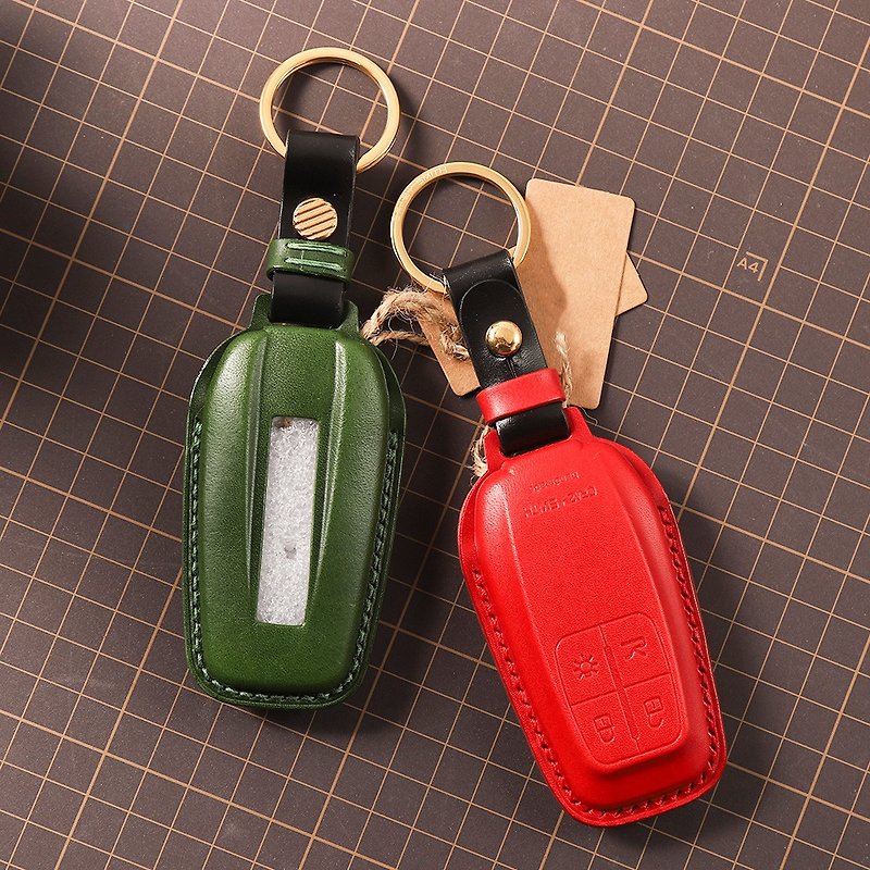 [Advanced Customization] Handmade Car Key Case For Ferrari Ferrari Creative Gift - Keychains - Genuine Leather 