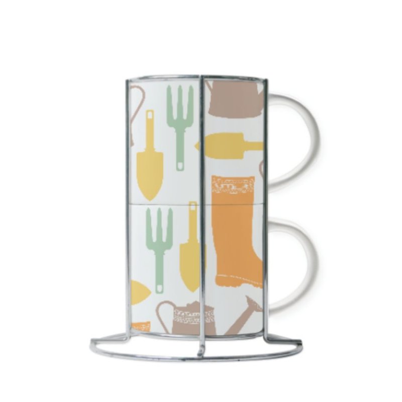 Cup Set with Metal Stand (2 Cups) - Mugs - Pottery 