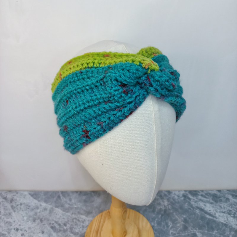 Wide version of gradient section-dyed spray-dot wool hand-knitted headband crocheted headband - ที่คาดผม - ไฟเบอร์อื่นๆ หลากหลายสี