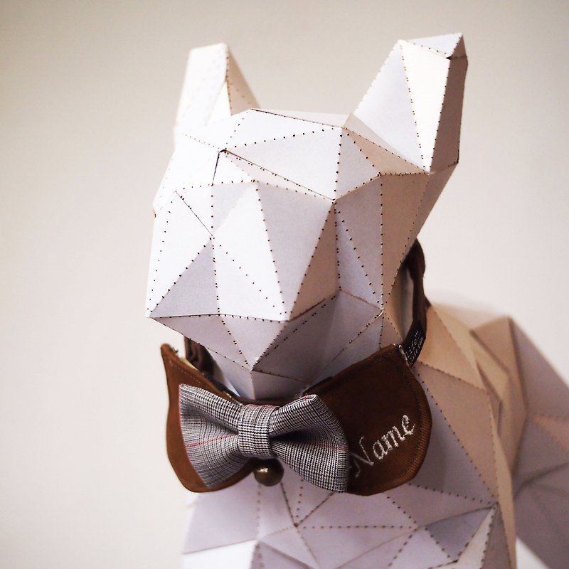 Personalized Bow Tie Dog Collar, Customized Cat Bow Tie Pet Bow Tie Pet Neckwear - Collars & Leashes - Cotton & Hemp Gray