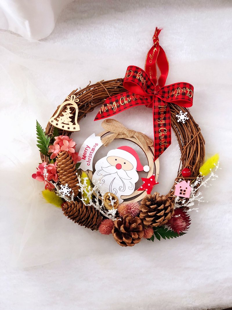 [Christmas gift box] Snowman Christmas wreath garland/hanging decoration - ช่อดอกไม้แห้ง - พืช/ดอกไม้ ขาว